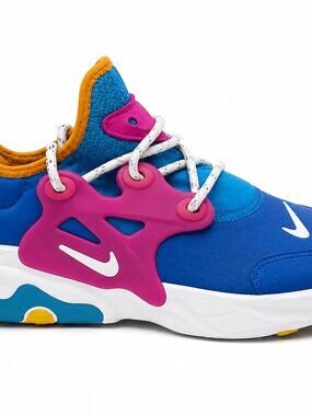 Nike React Presto Blue Pink Yellow Running Shoes Sneakers Women's Athletic Casua